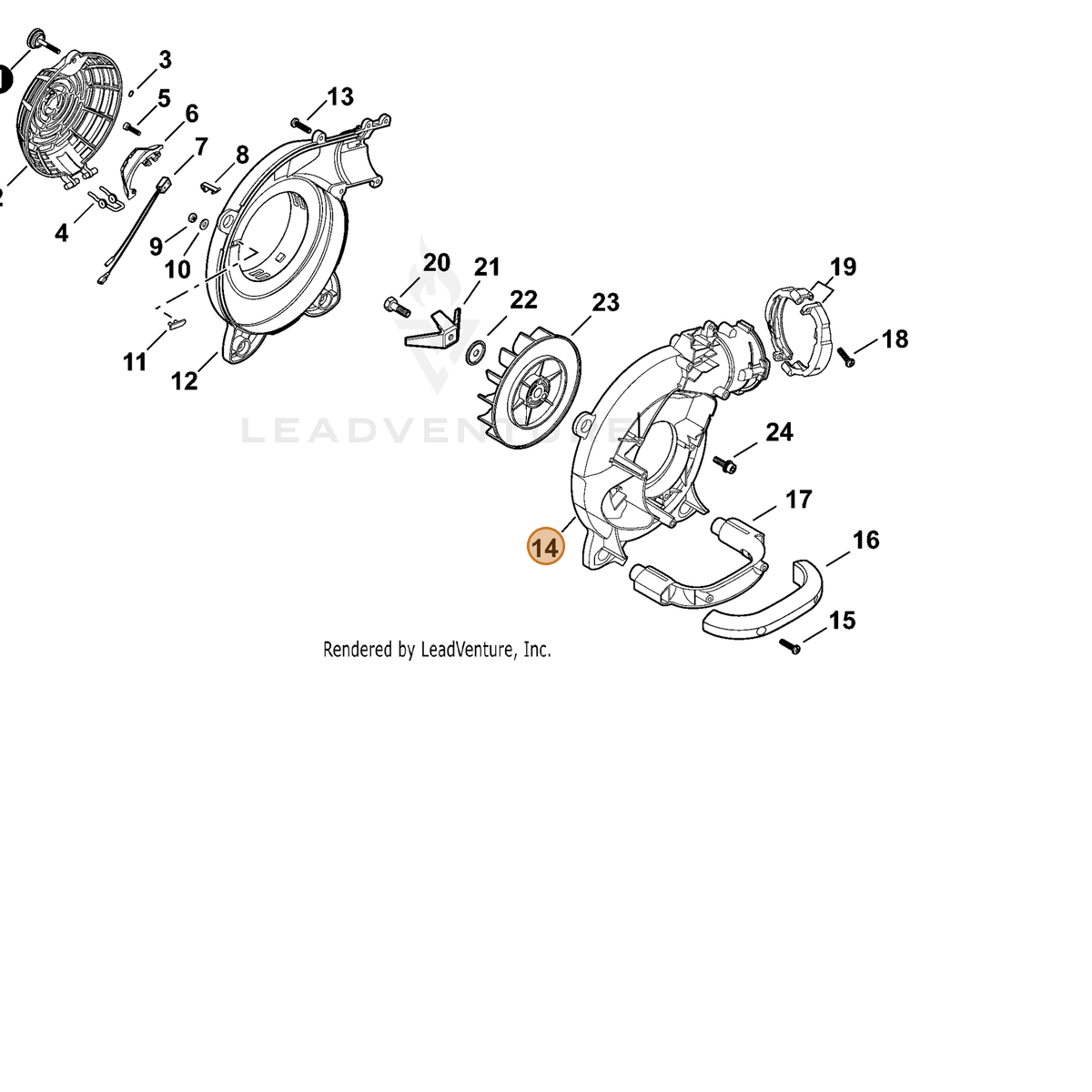 ECHO part E103000501 — IPL diagram snippet (6x zoom, amber highlight)
