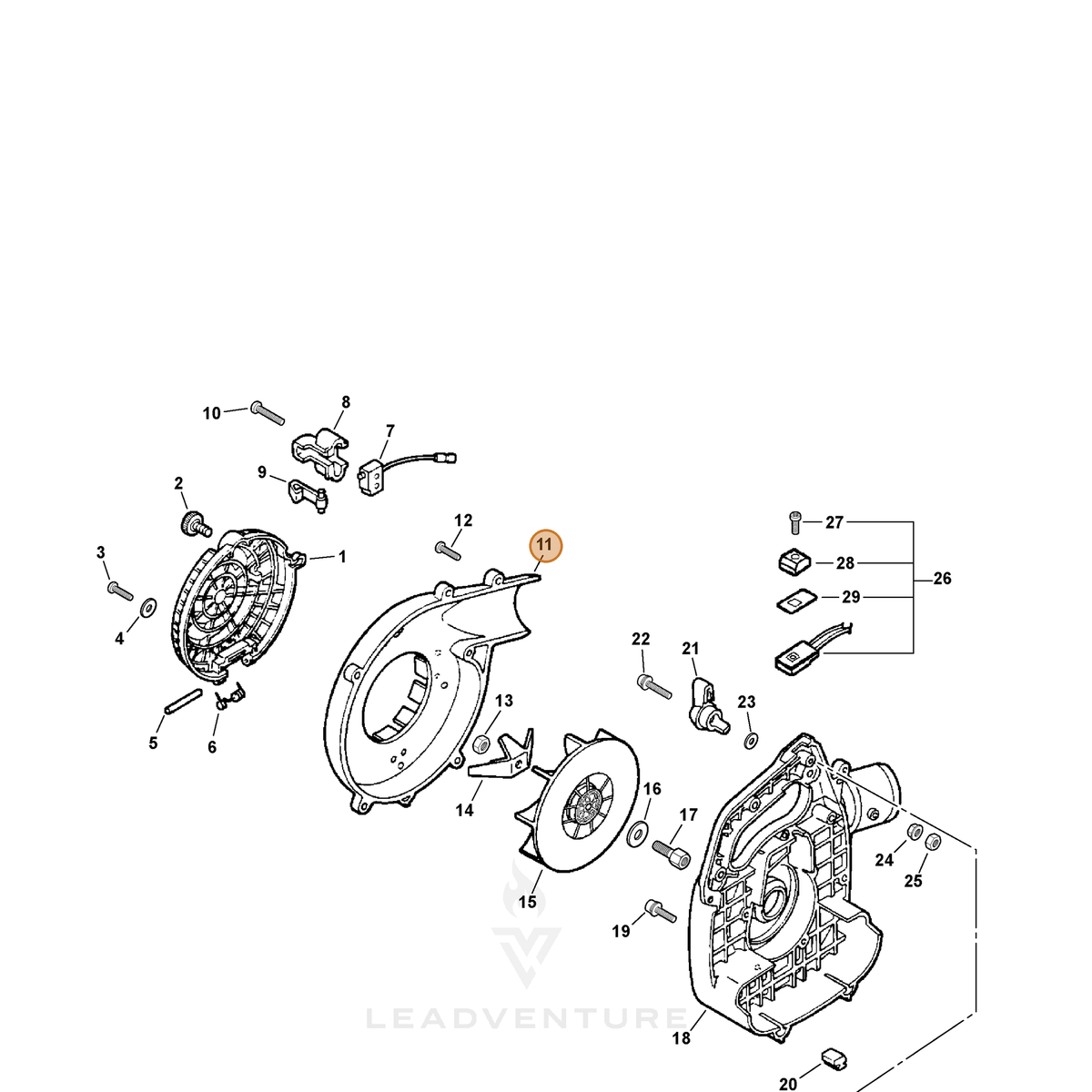 ECHO part E103000600 — IPL diagram snippet (6x zoom, amber highlight)