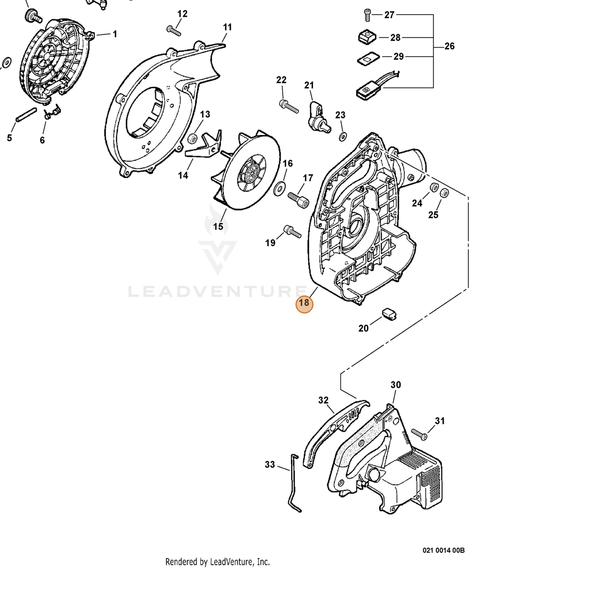 ECHO part E103000610 — IPL diagram snippet (6x zoom, amber highlight)