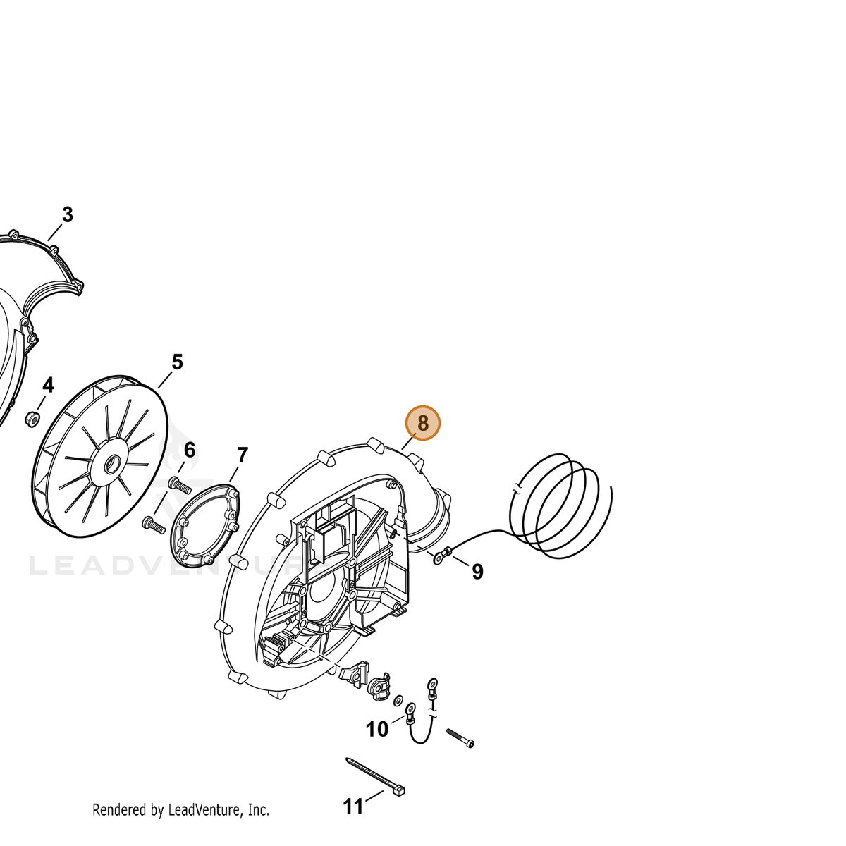 ECHO part E103000670 — IPL diagram snippet (6x zoom, amber highlight)