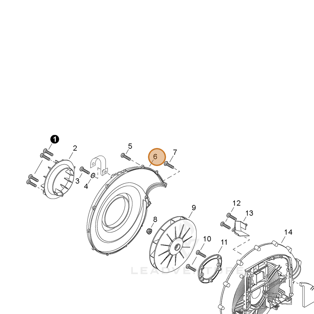 ECHO part E103000683 — IPL diagram snippet (6x zoom, amber highlight)