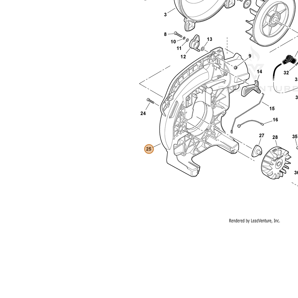 ECHO part E103000691 — IPL diagram snippet (6x zoom, amber highlight)