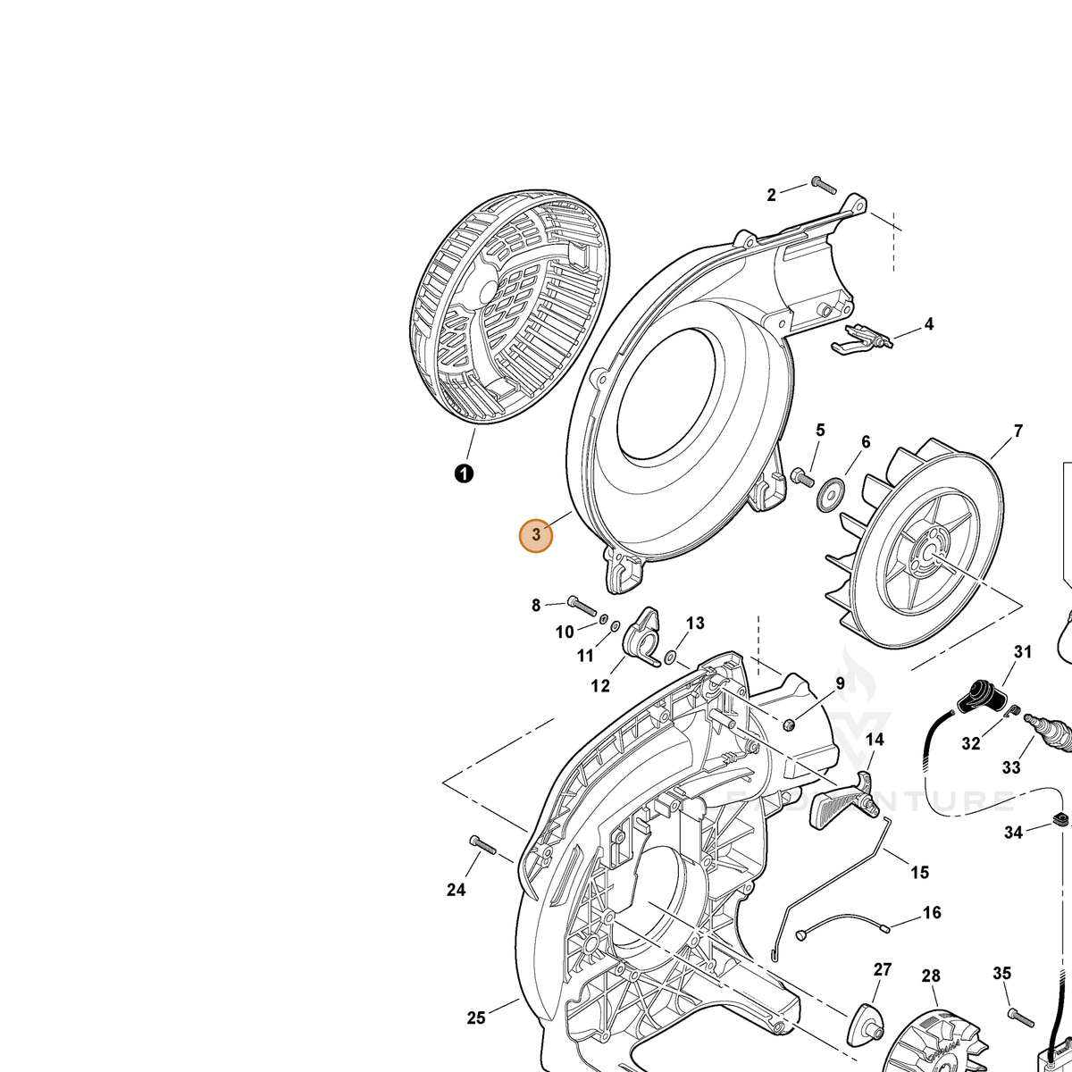 ECHO part E103000700 — IPL diagram snippet (6x zoom, amber highlight)