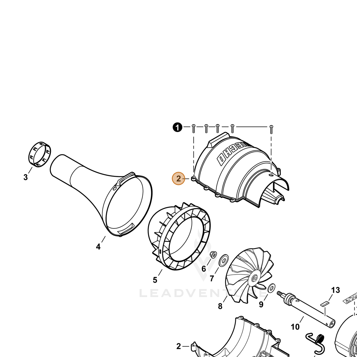 ECHO part E103000990 — IPL diagram snippet (6x zoom, amber highlight)