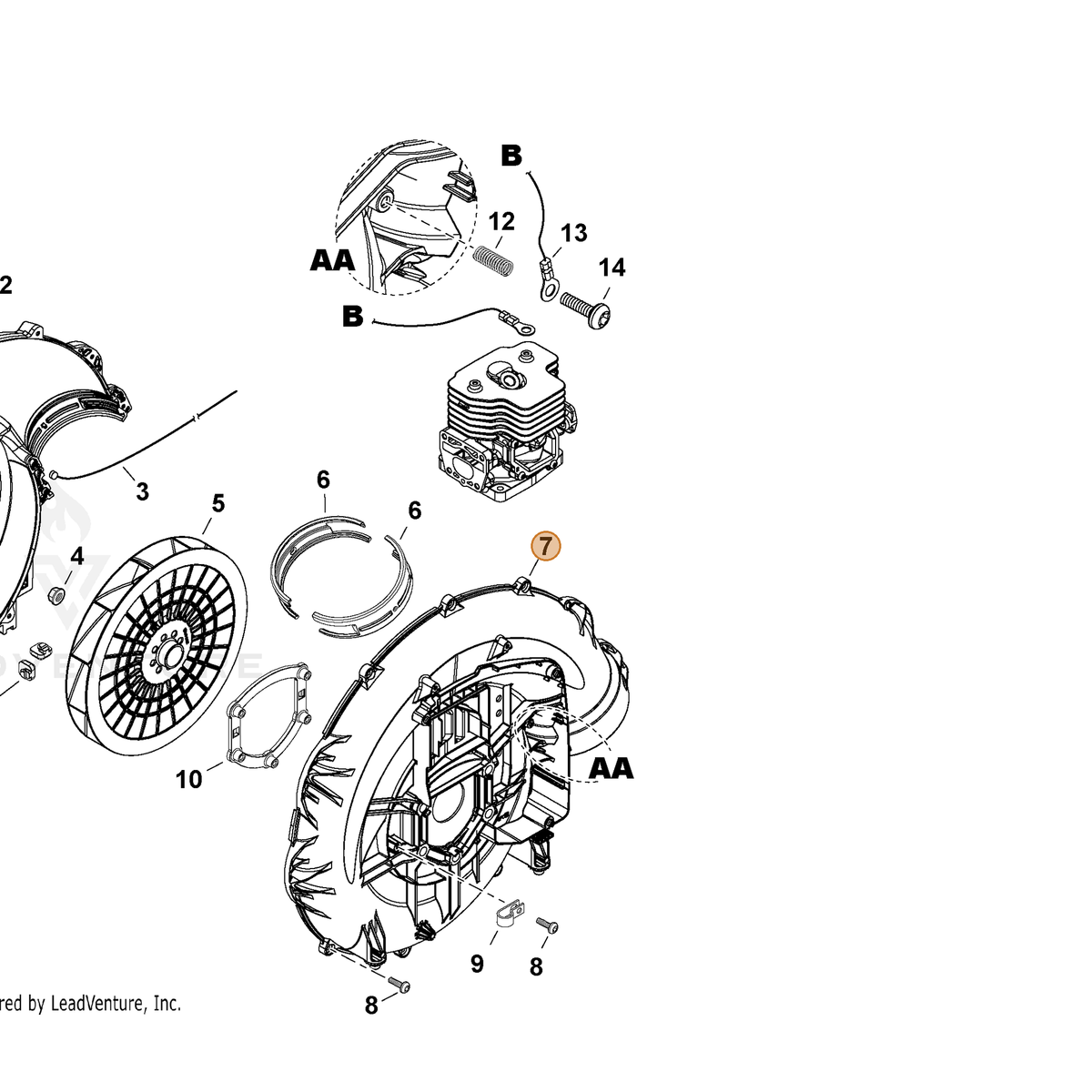 ECHO part E103001582 — IPL diagram snippet (6x zoom, amber highlight)