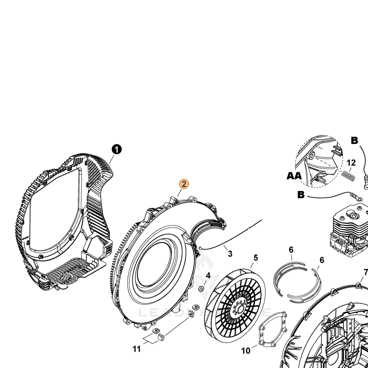 ECHO part E103001621 — IPL diagram snippet (6x zoom, amber highlight)