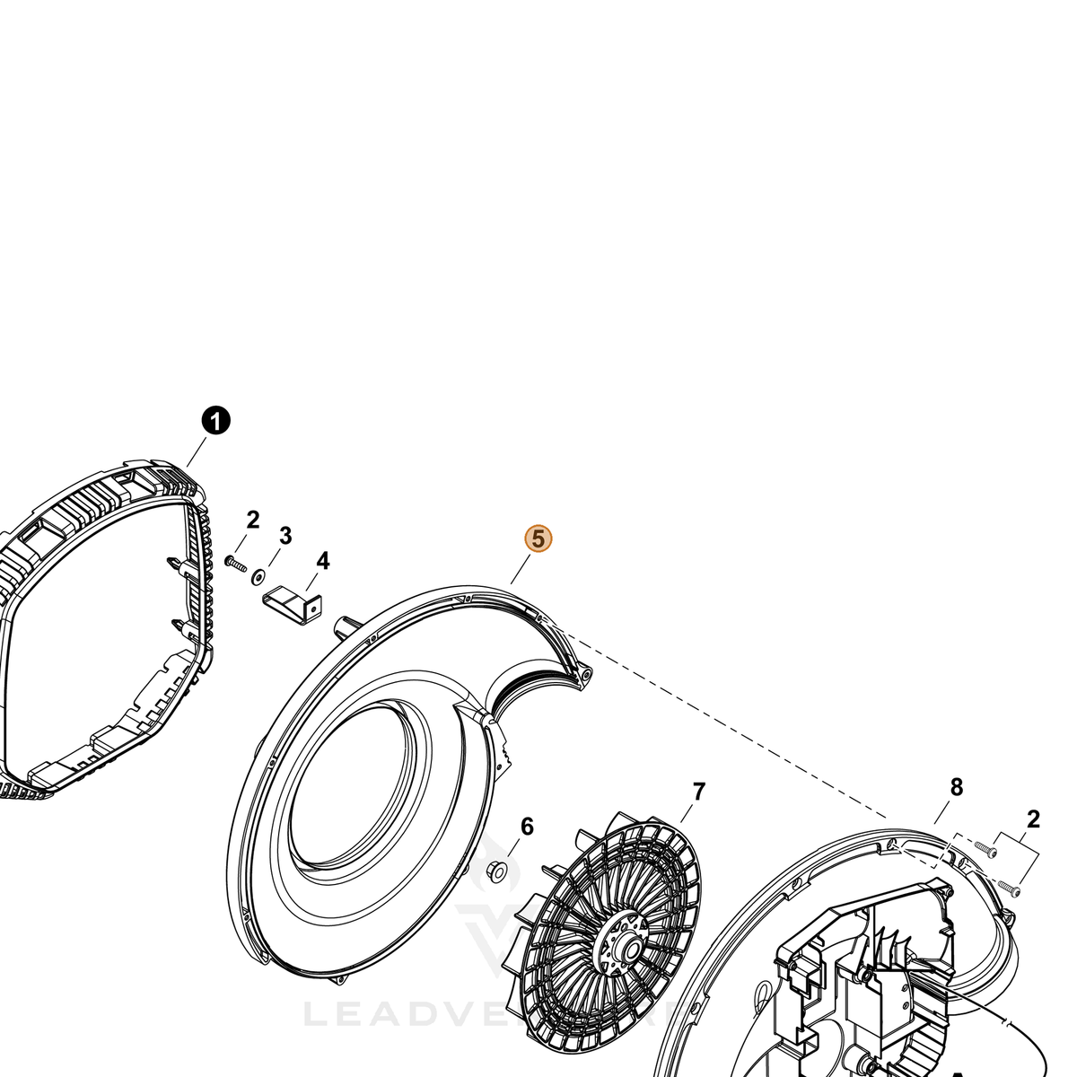 ECHO part E103001790 — IPL diagram snippet (6x zoom, amber highlight)