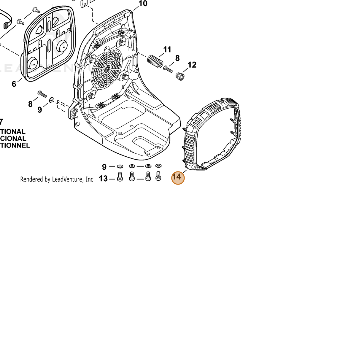 ECHO part E104000250 — IPL diagram snippet (6x zoom, amber highlight)