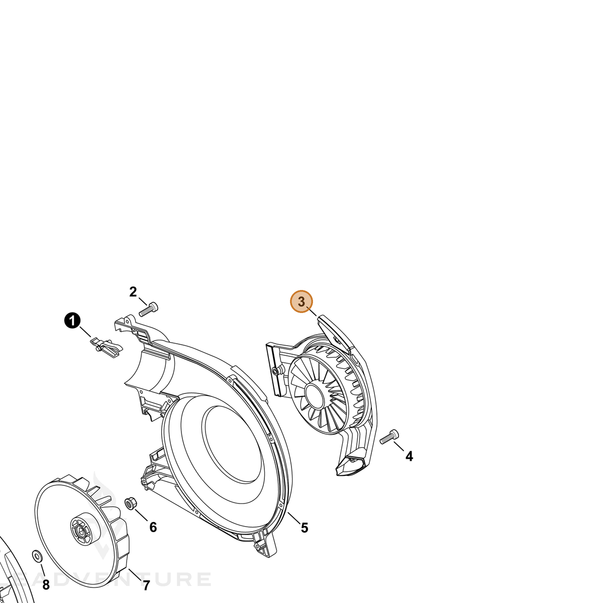 ECHO part E104000260 — IPL diagram snippet (6x zoom, amber highlight)