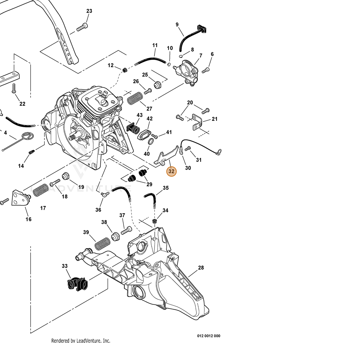 ECHO part E106000020 — IPL diagram snippet (6x zoom, amber highlight)