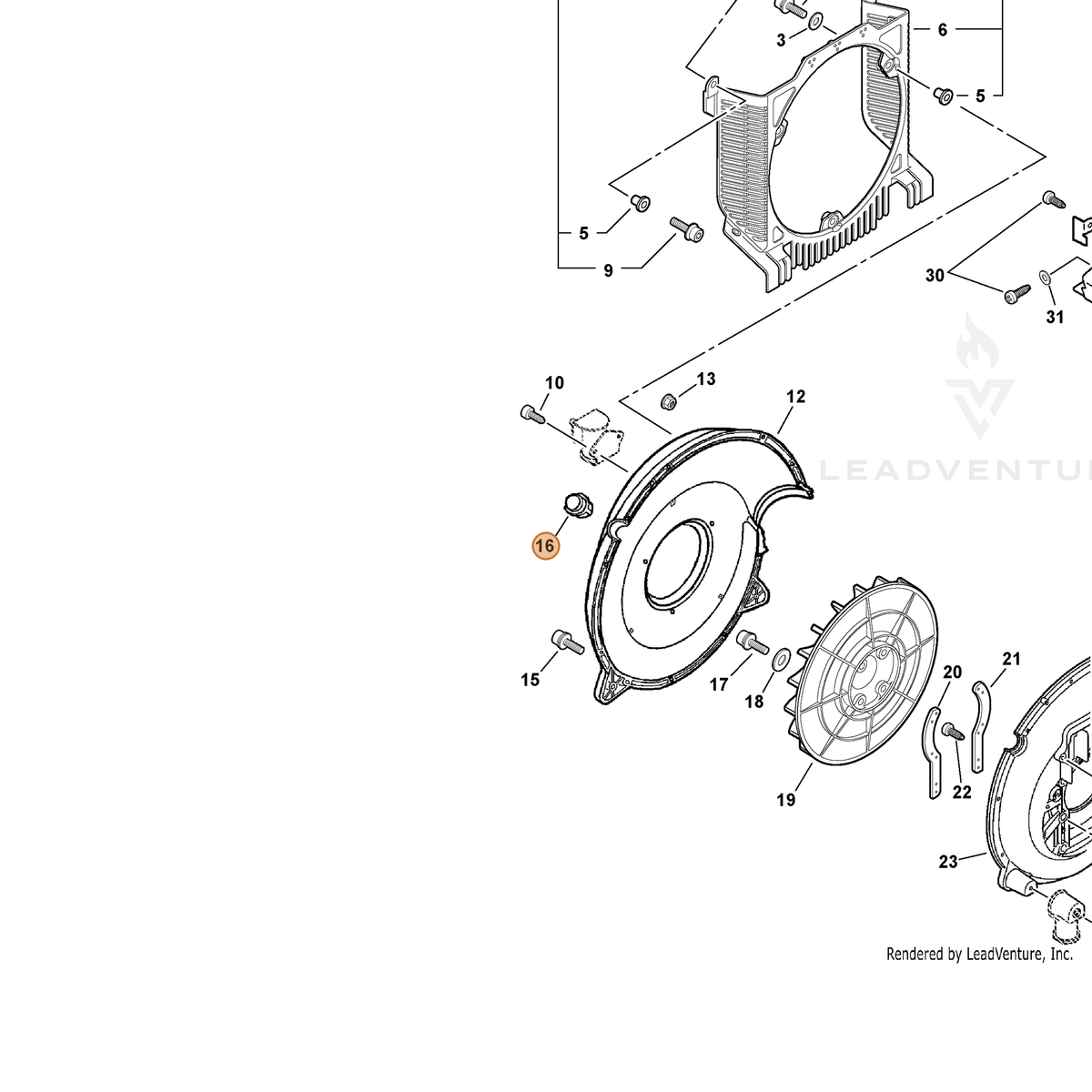 ECHO part E109000010 — IPL diagram snippet (6x zoom, amber highlight)