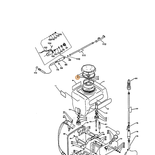 Echo part E113000180 — IPL diagram snippet (6x zoom, amber highlight)