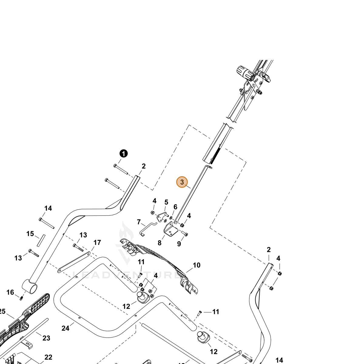 ECHO part E123000080 — IPL diagram snippet (6x zoom, amber highlight)
