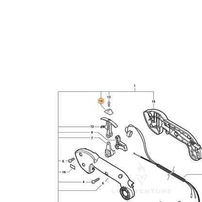 ECHO part E151000001 — IPL diagram snippet (6x zoom, amber highlight)