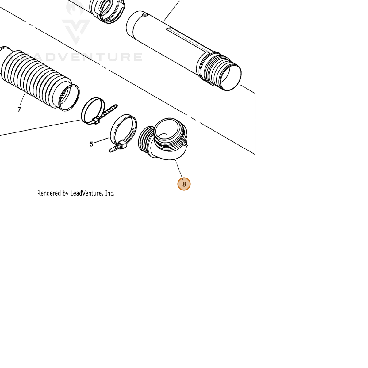 ECHO part E160000061 — IPL diagram snippet (6x zoom, amber highlight)