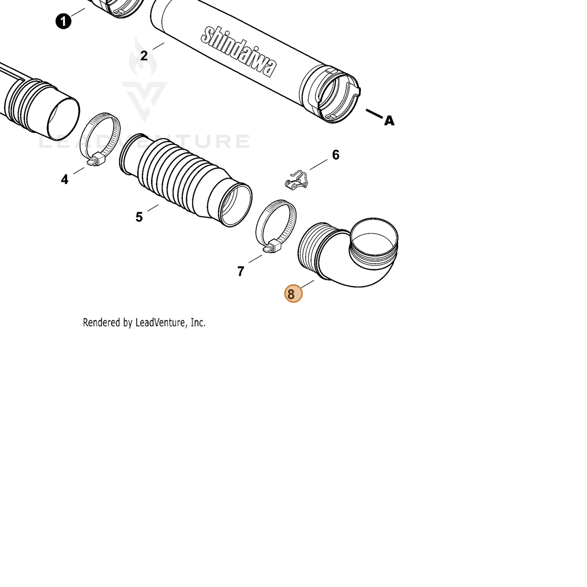 ECHO part E160000092 — IPL diagram snippet (6x zoom, amber highlight)