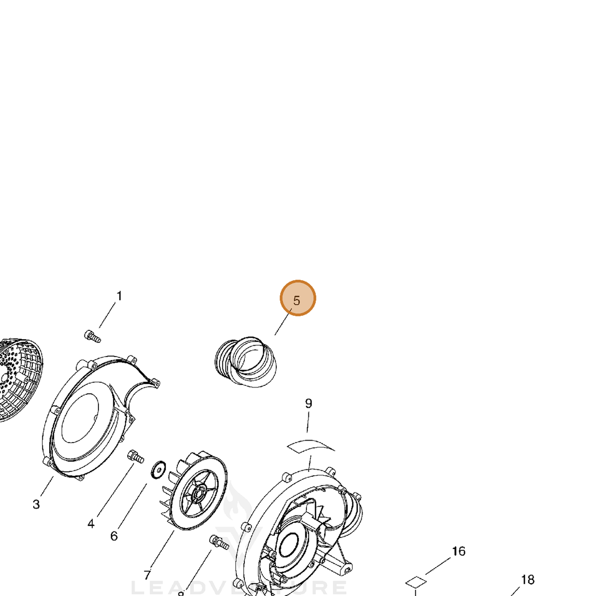 ECHO part E160000111 — IPL diagram snippet (6x zoom, amber highlight)