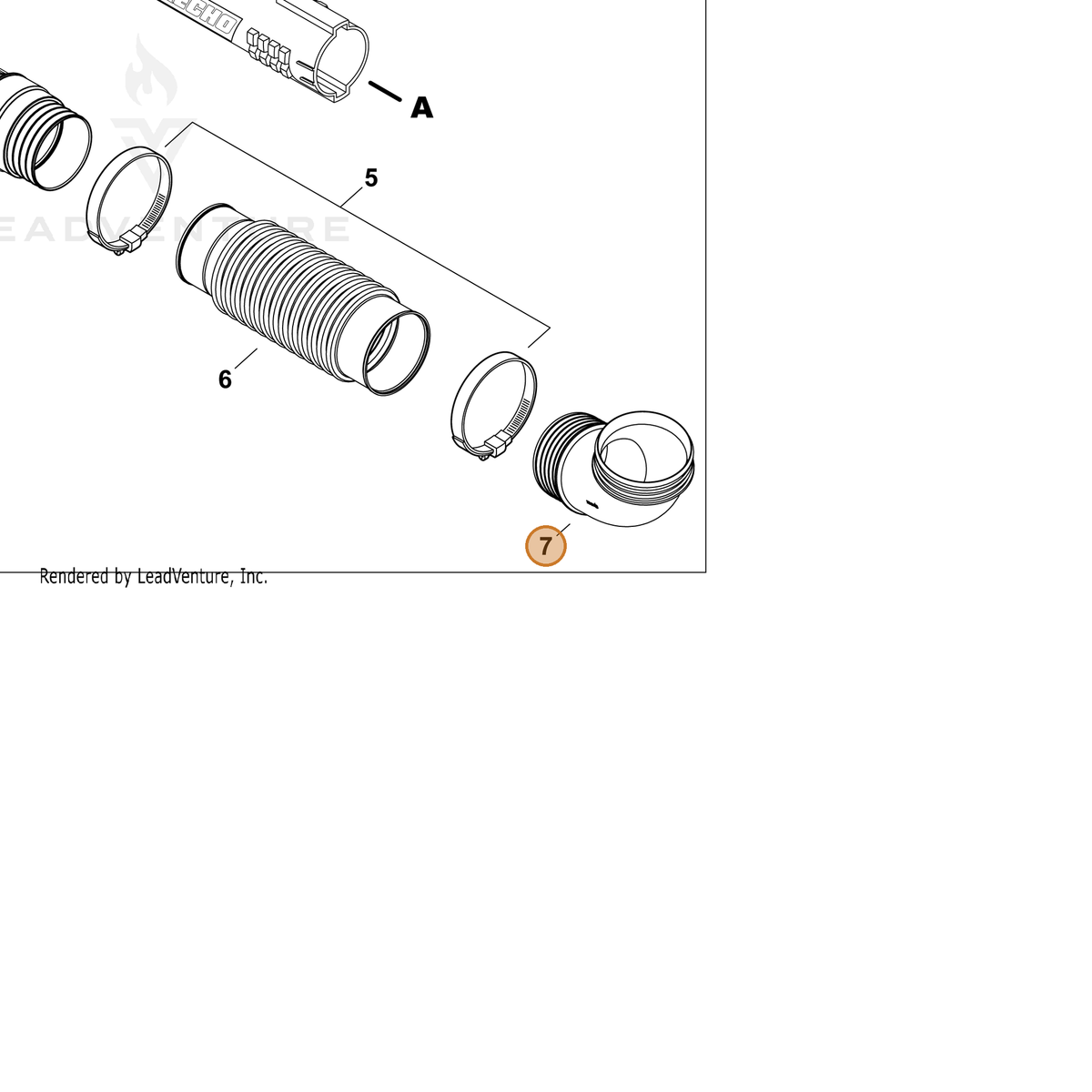 ECHO part E160000210 — IPL diagram snippet (6x zoom, amber highlight)