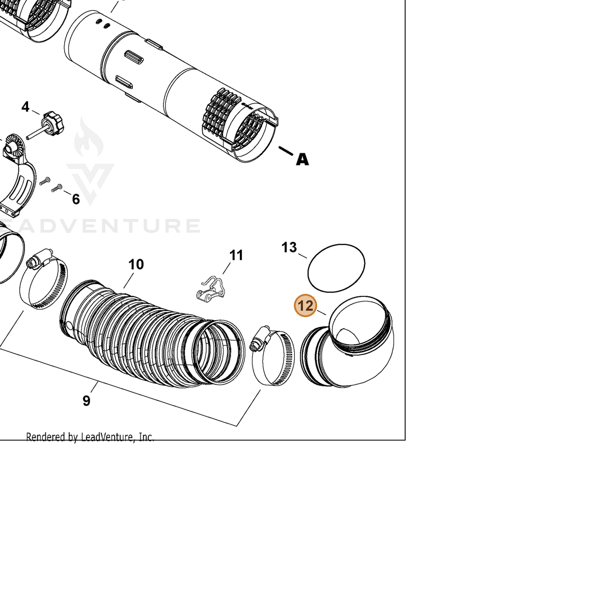 ECHO part E160000230 — IPL diagram snippet (6x zoom, amber highlight)