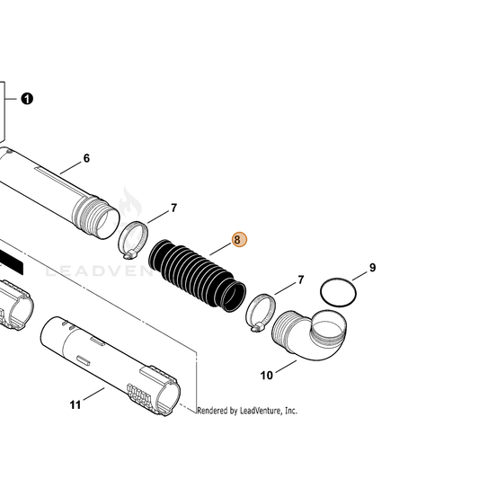 ECHO part E164000090 — IPL diagram snippet (6x zoom, amber highlight)