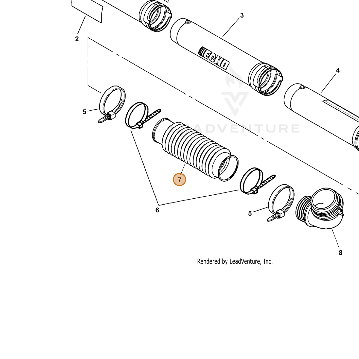 ECHO part E164000130 — IPL diagram snippet (6x zoom, amber highlight)