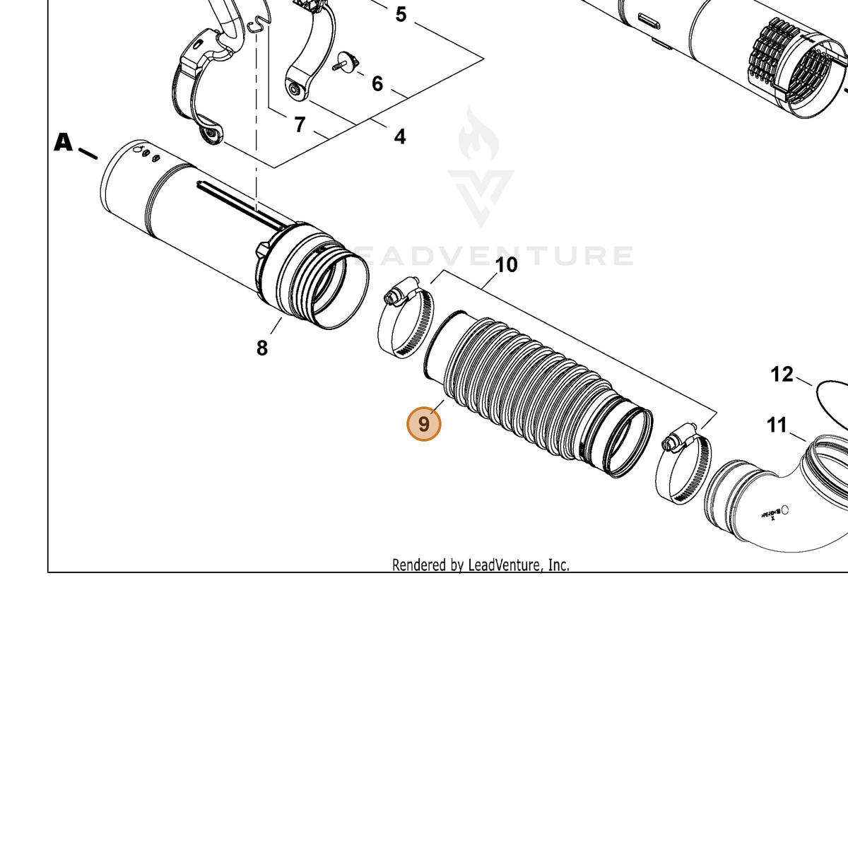 ECHO part E164000160 — IPL diagram snippet (6x zoom, amber highlight)