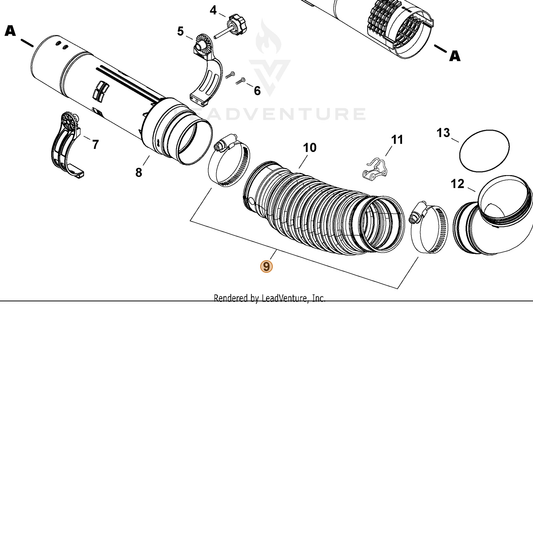 Echo part E164000190 — IPL diagram snippet (6x zoom, amber highlight)