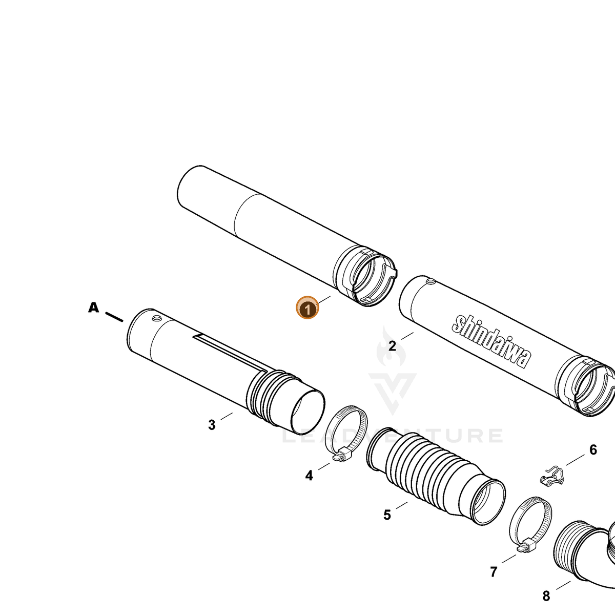 ECHO part E165000110 — IPL diagram snippet (6x zoom, amber highlight)
