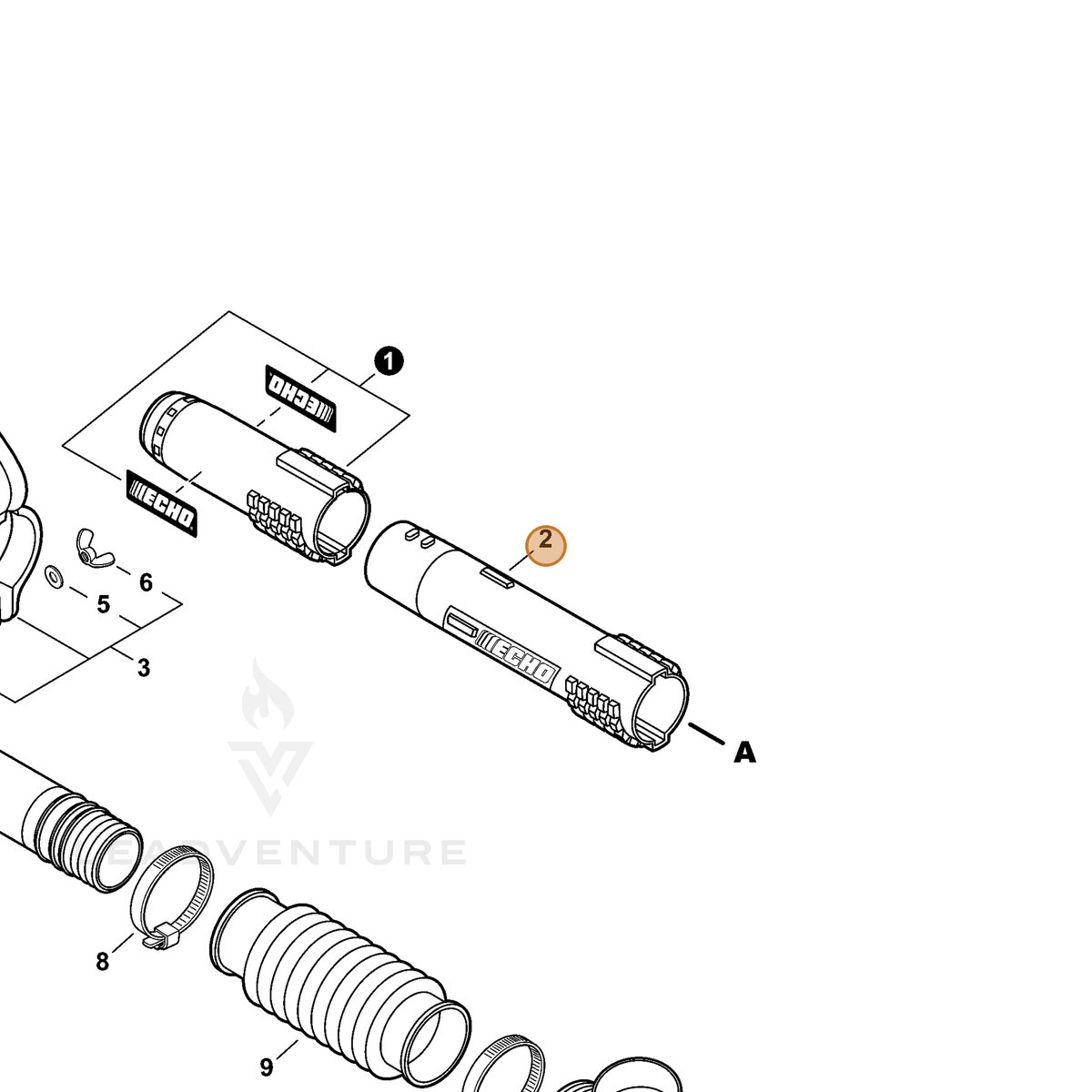 ECHO part E165000141 — IPL diagram snippet (6x zoom, amber highlight)