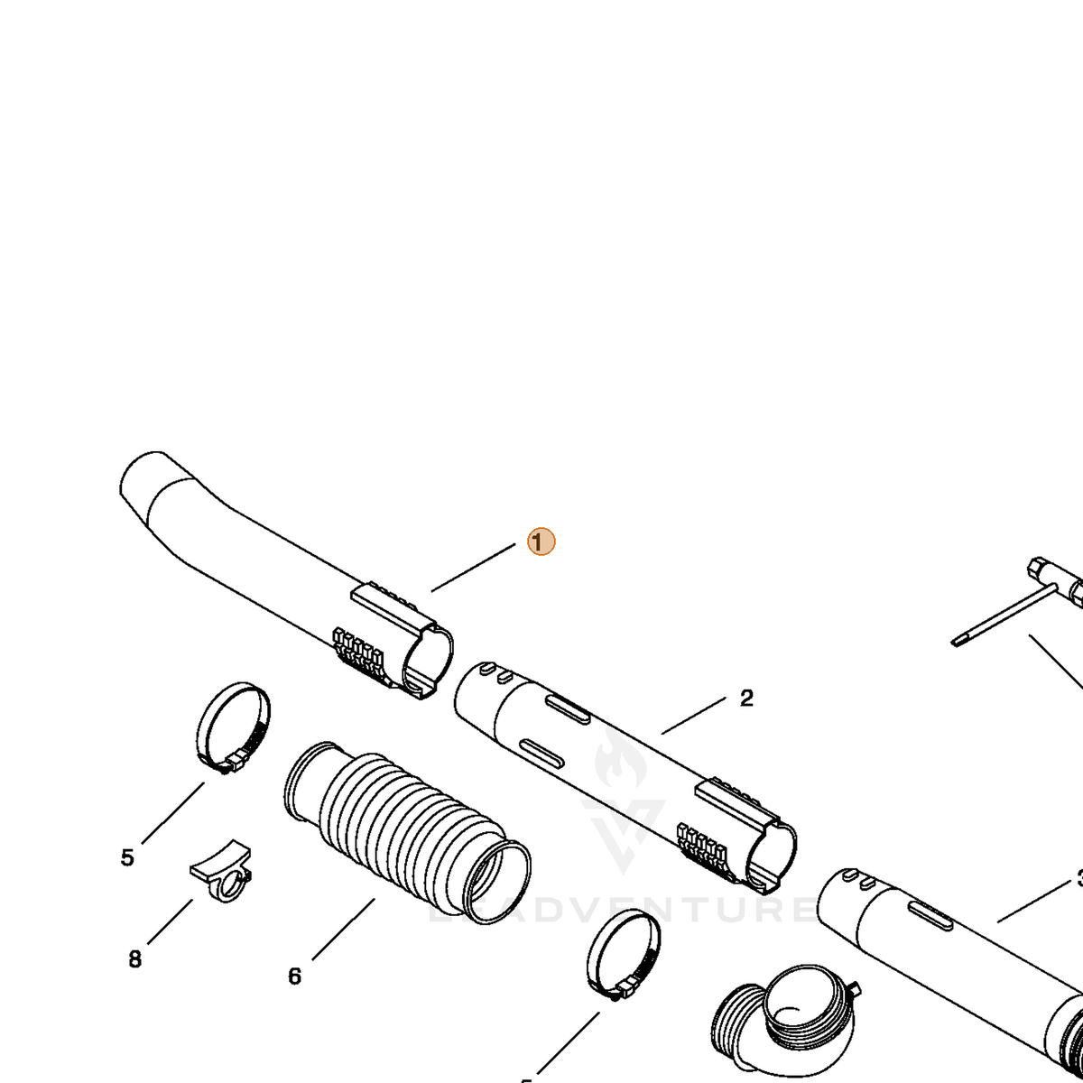 ECHO part E165000160 — IPL diagram snippet (6x zoom, amber highlight)