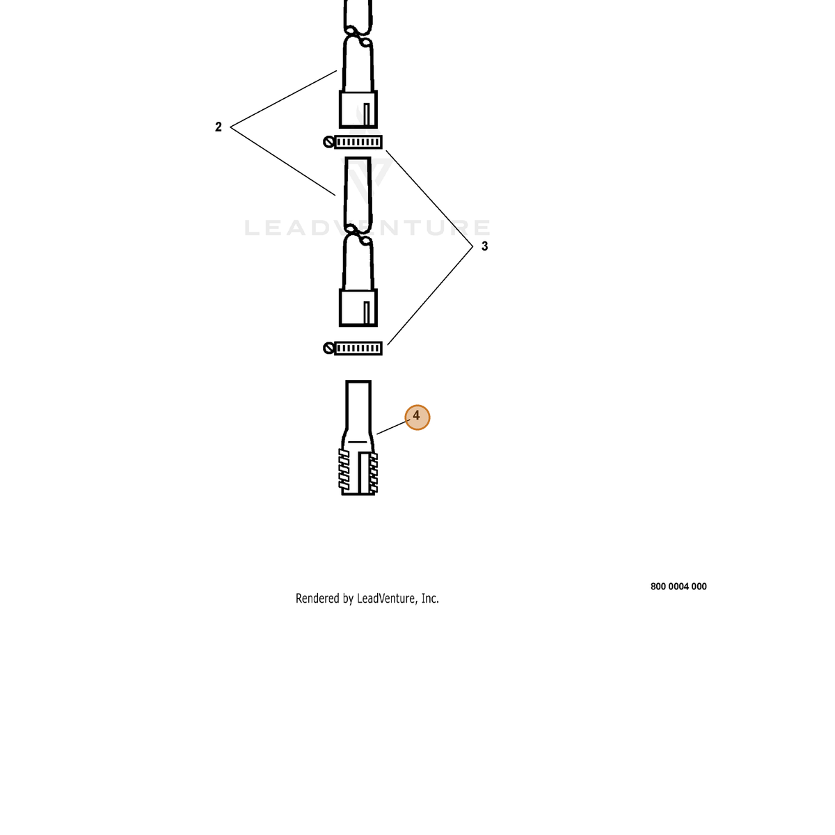 ECHO part E165000230 — IPL diagram snippet (6x zoom, amber highlight)