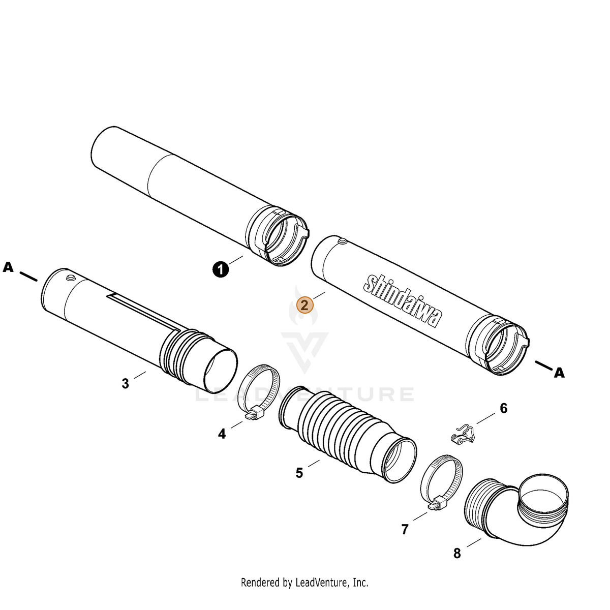 Echo part E165000250 — IPL diagram snippet (6x zoom, amber highlight)