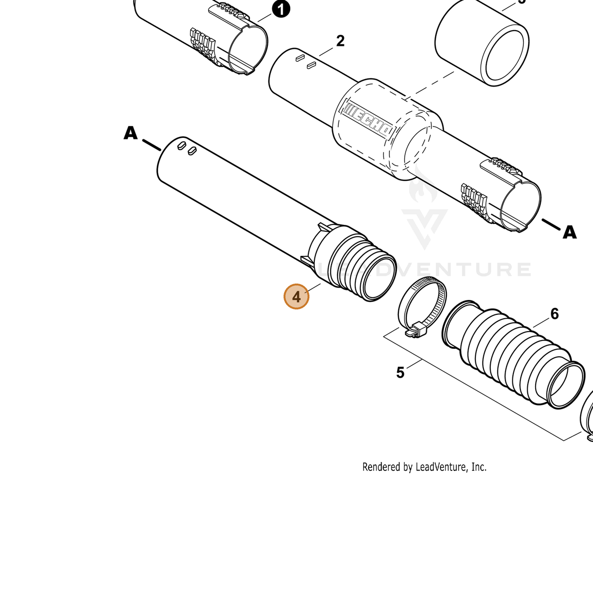 ECHO part E165000721 — IPL diagram snippet (6x zoom, amber highlight)