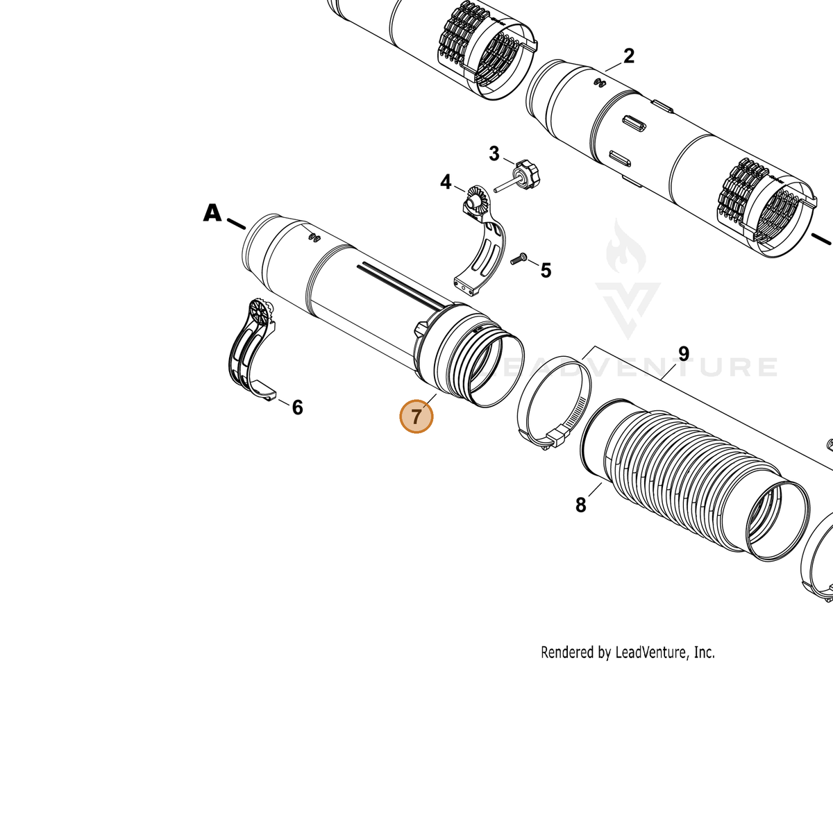 ECHO part E165000930 — IPL diagram snippet (6x zoom, amber highlight)