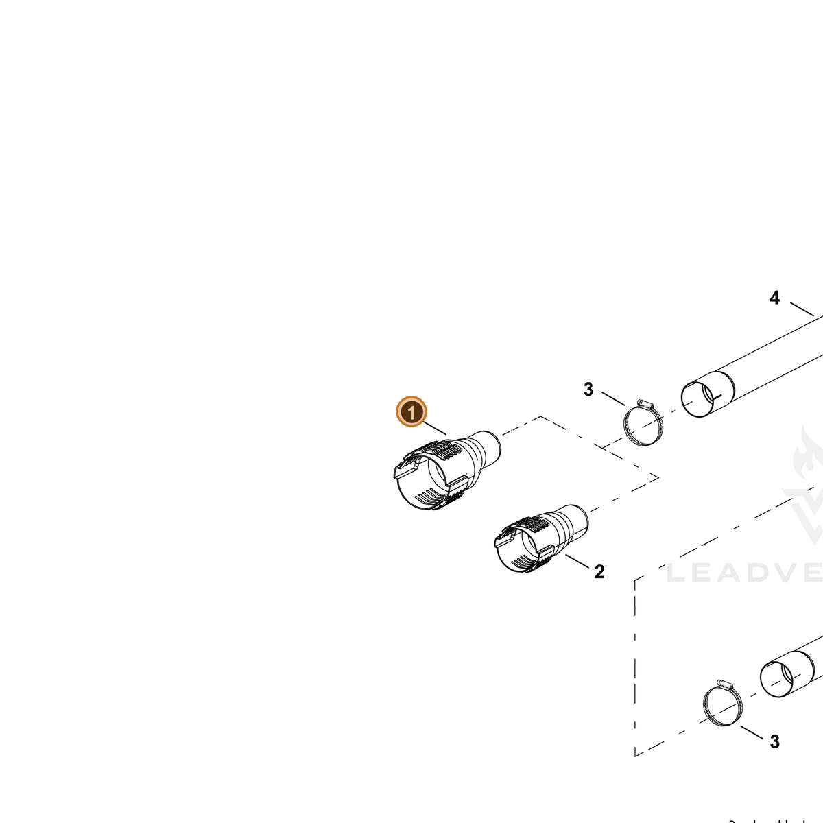 ECHO part E165000990 — IPL diagram snippet (6x zoom, amber highlight)