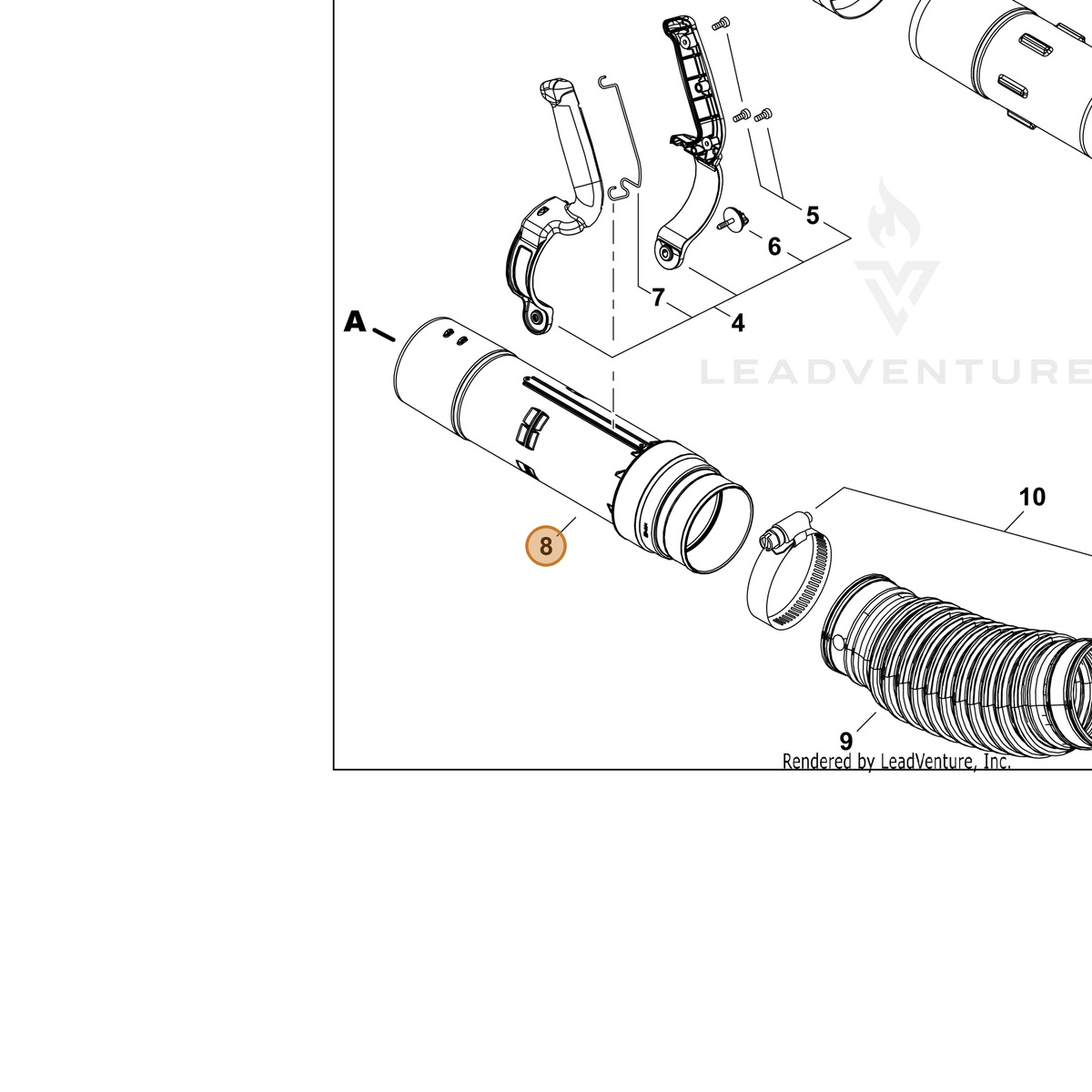 ECHO part E165001310 — IPL diagram snippet (6x zoom, amber highlight)