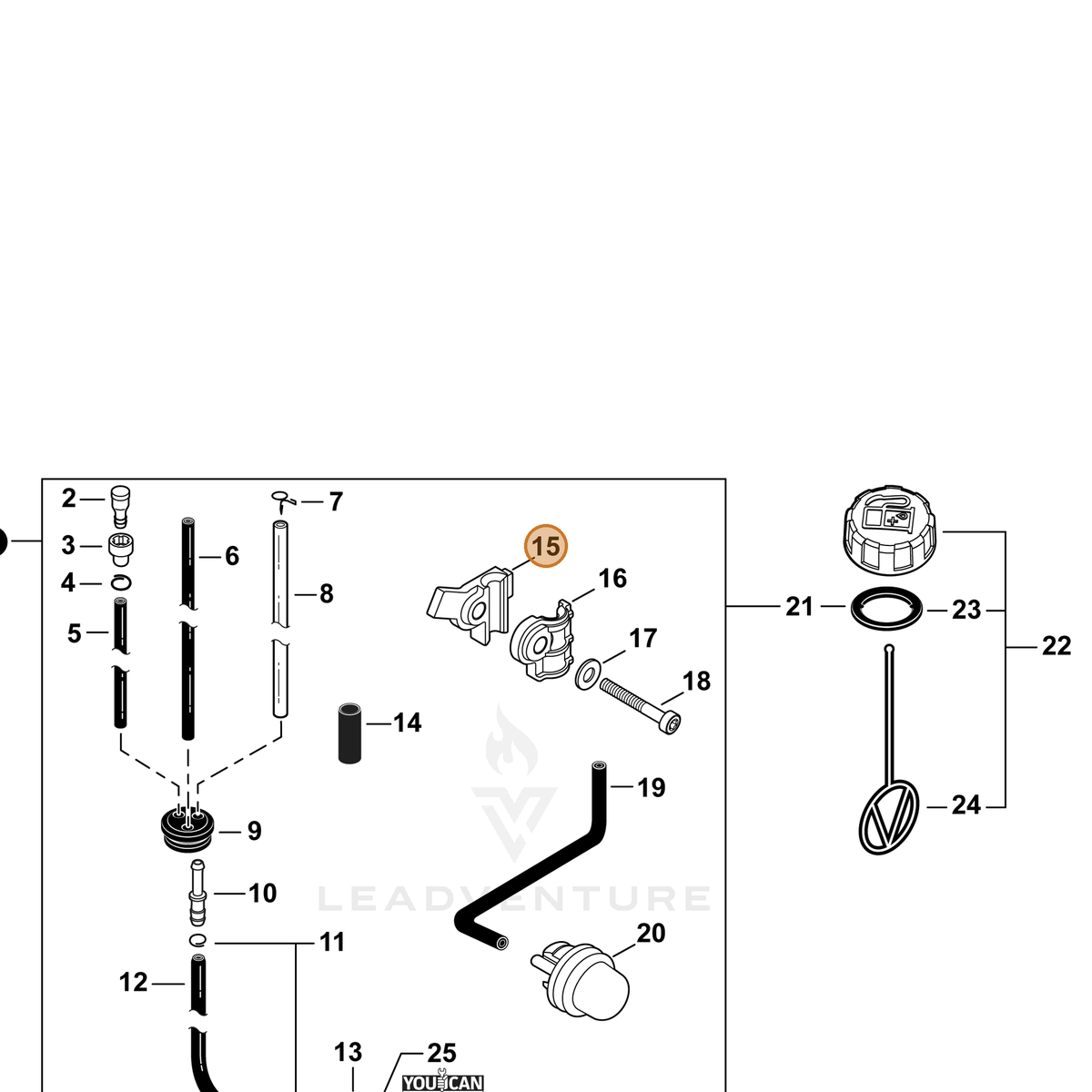 ECHO part E187000271 — IPL diagram snippet (6x zoom, amber highlight)