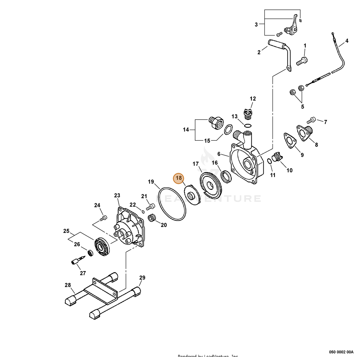 ECHO part E204000030 — IPL diagram snippet (6x zoom, amber highlight)