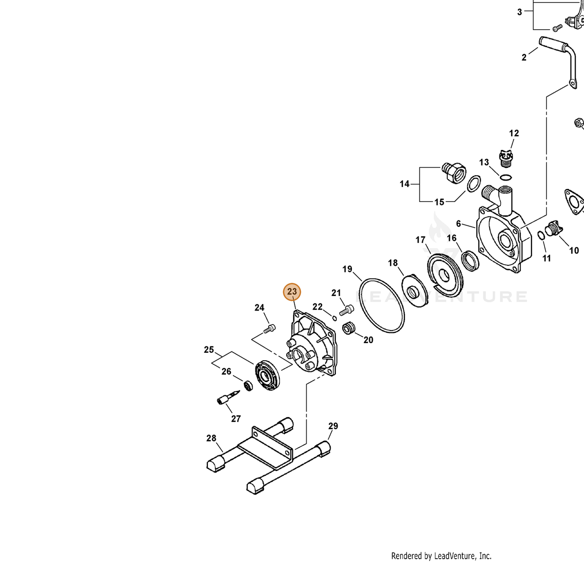 ECHO part E205000020 — IPL diagram snippet (6x zoom, amber highlight)