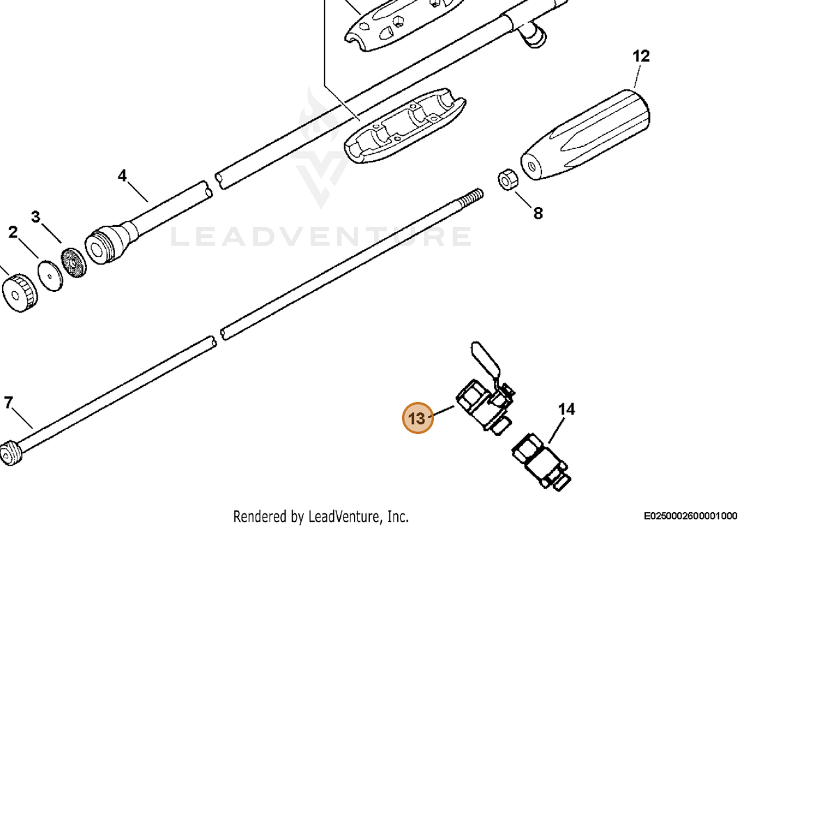ECHO part E245000010 — IPL diagram snippet (6x zoom, amber highlight)