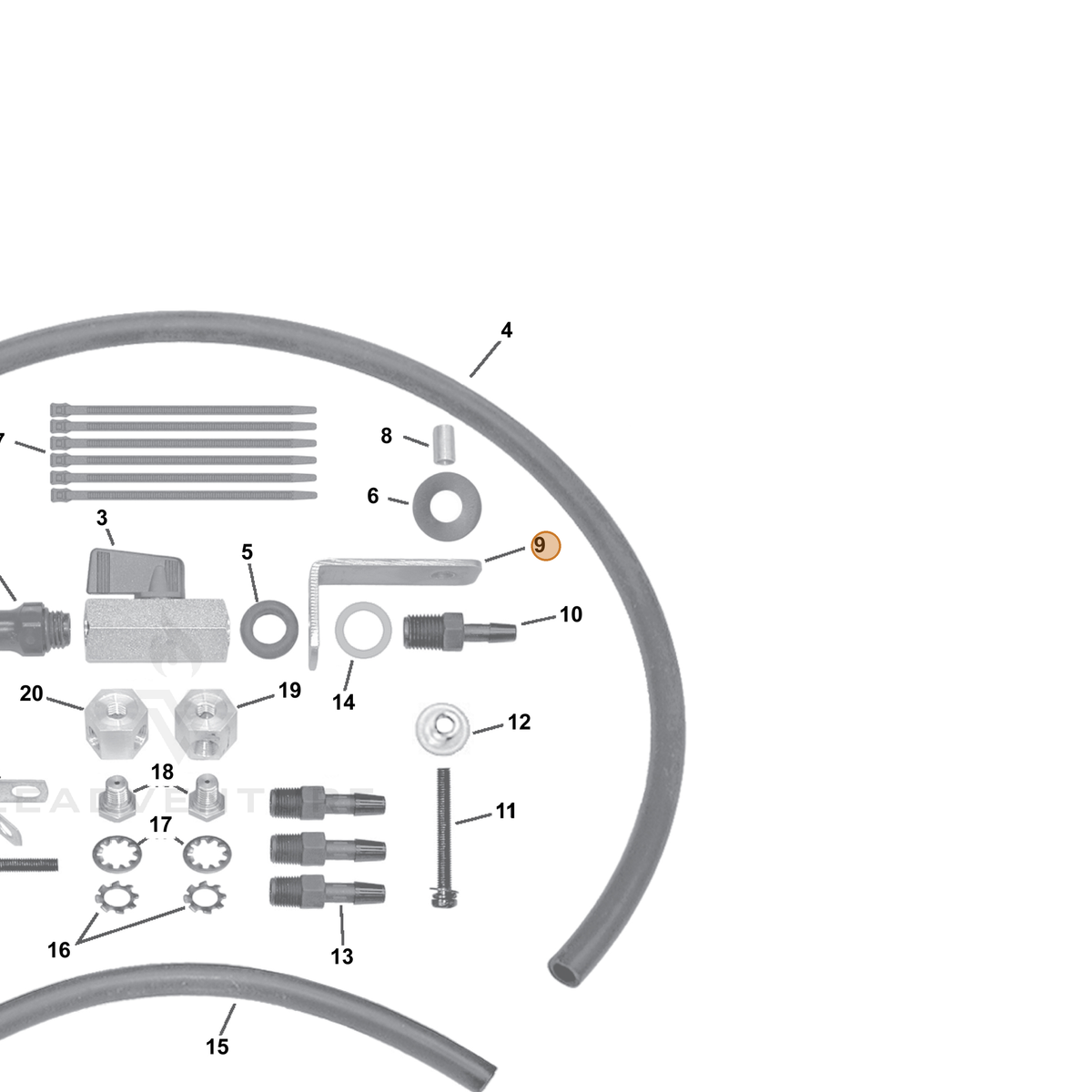 ECHO part E258000060 — IPL diagram snippet (6x zoom, amber highlight)