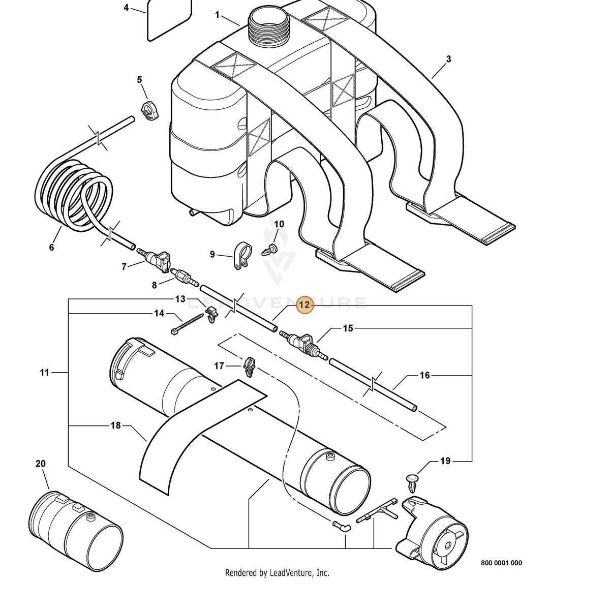ECHO part E260000090 — IPL diagram snippet (6x zoom, amber highlight)