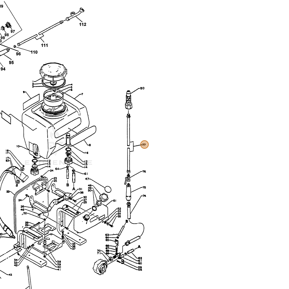 ECHO part E270000030 — IPL diagram snippet (6x zoom, amber highlight)