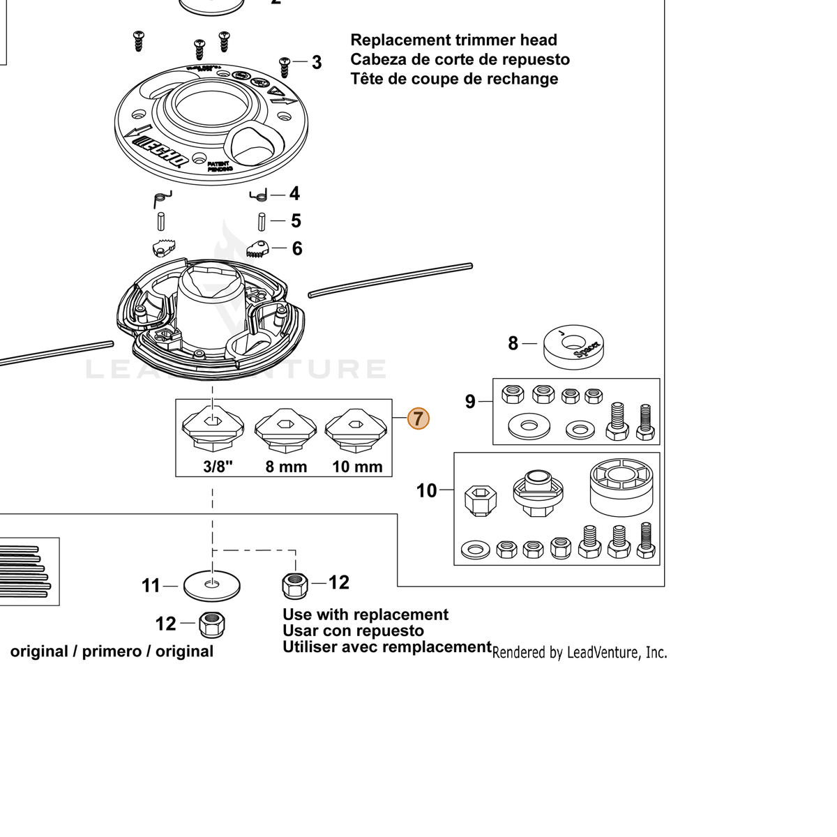 ECHO part G011000090 — IPL diagram snippet (6x zoom, amber highlight)