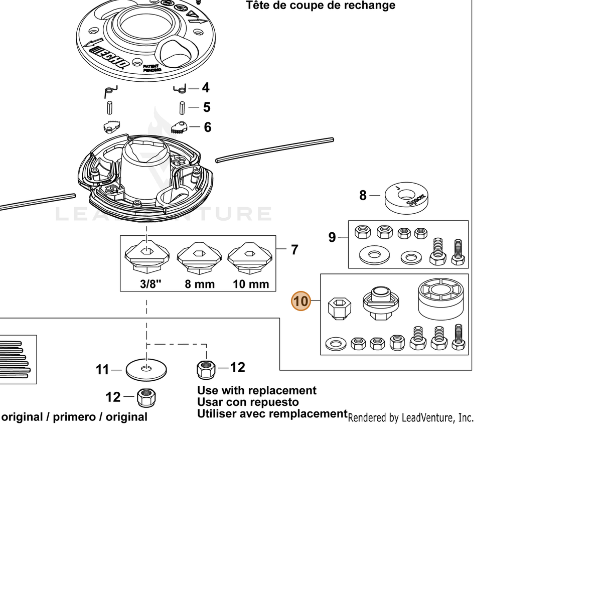 ECHO part G011000100 — IPL diagram snippet (6x zoom, amber highlight)