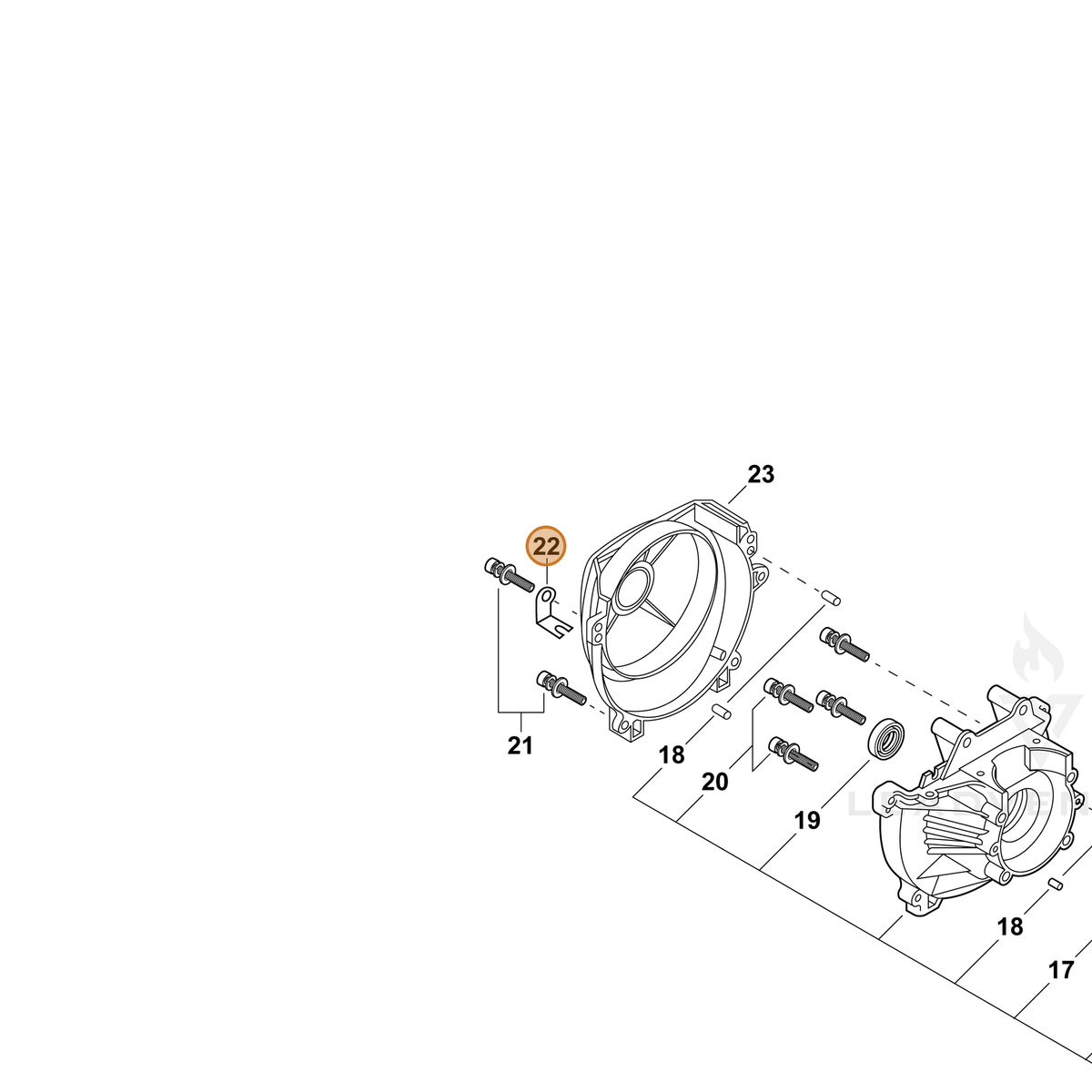 ECHO part G186000010 — IPL diagram snippet (6x zoom, amber highlight)