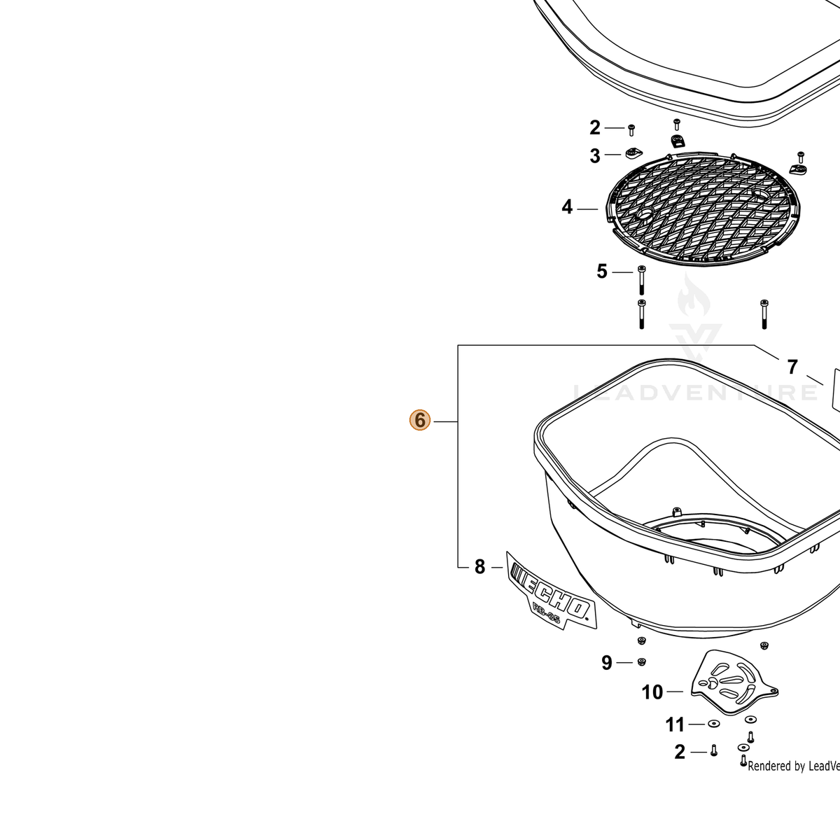 ECHO part G400000110 — IPL diagram snippet (6x zoom, amber highlight)