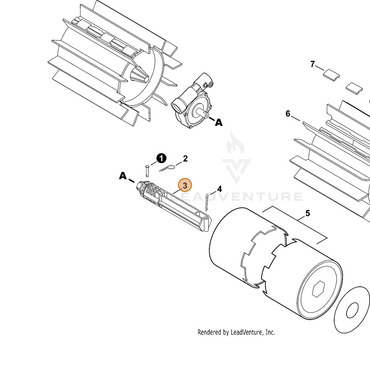 ECHO part J022000042 — IPL diagram snippet (6x zoom, amber highlight)