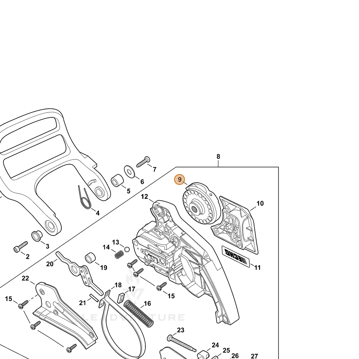 ECHO part J141000170 — IPL diagram snippet (6x zoom, amber highlight)