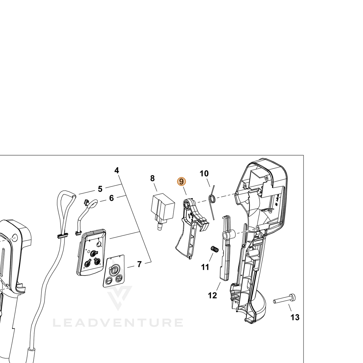 ECHO part J361000810 — IPL diagram snippet (6x zoom, amber highlight)